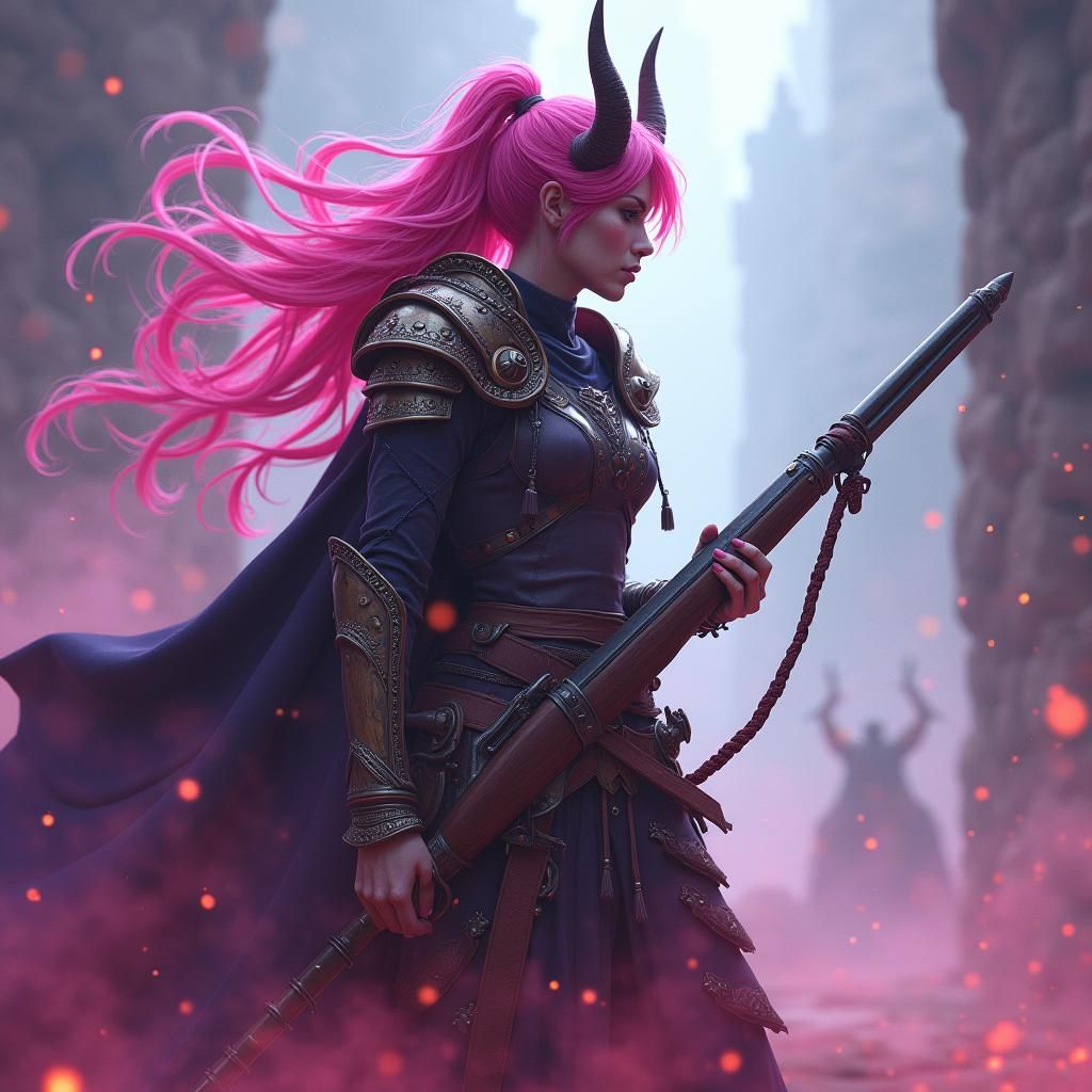 Heroic Tiefling Bard in a Dreamed Landscape