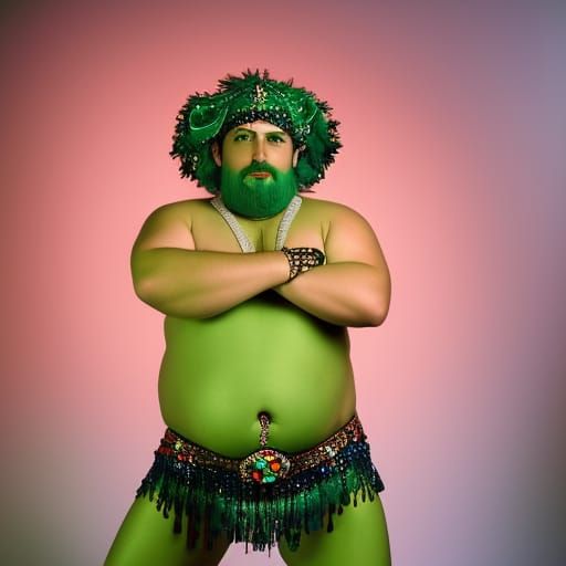 Pudgy Green Man Belly Dancing II