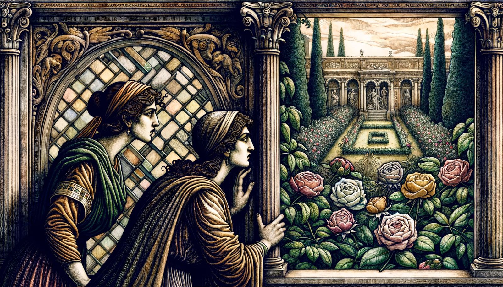 Ancient Greek Detective and Girlfriend in Roman Room