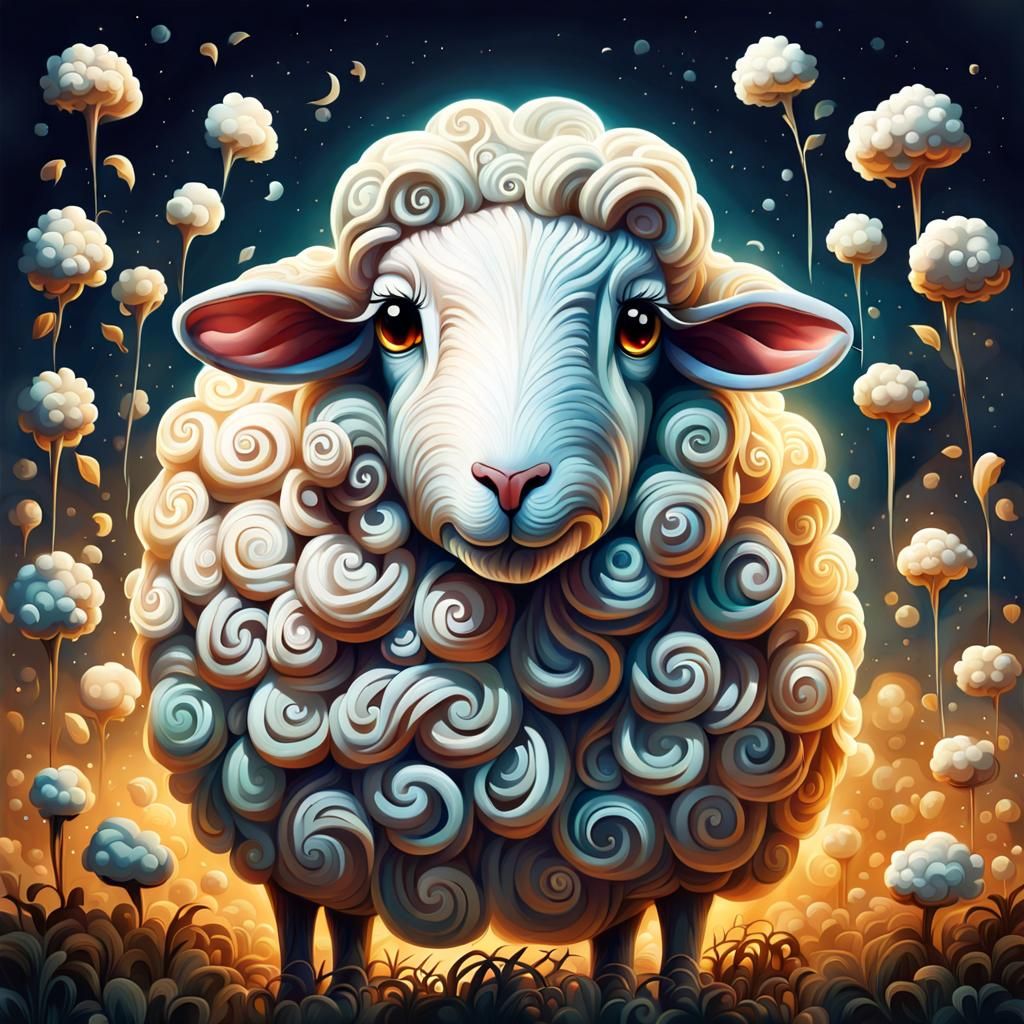 Whimsical Cotton Sheep with Magical Backstory
