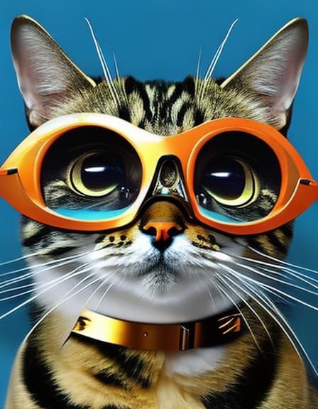 Cat in Eye Mask: Collage Art Masterpiece