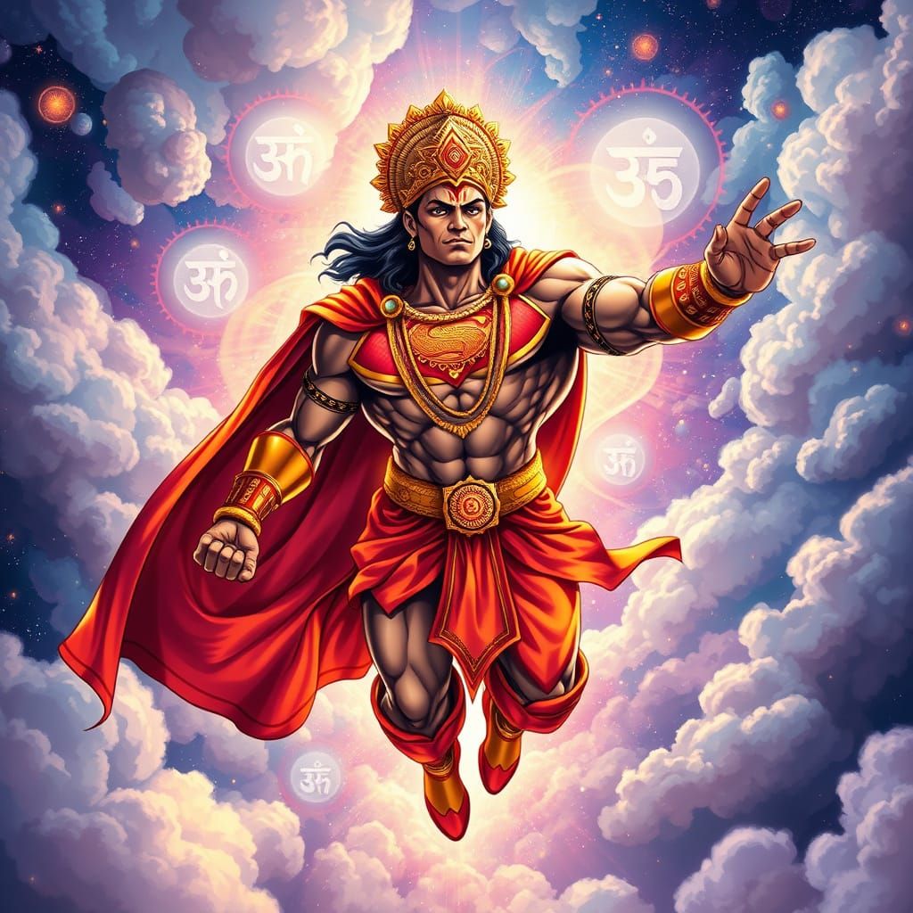 Hindu God Avenger in Cosmic Flight