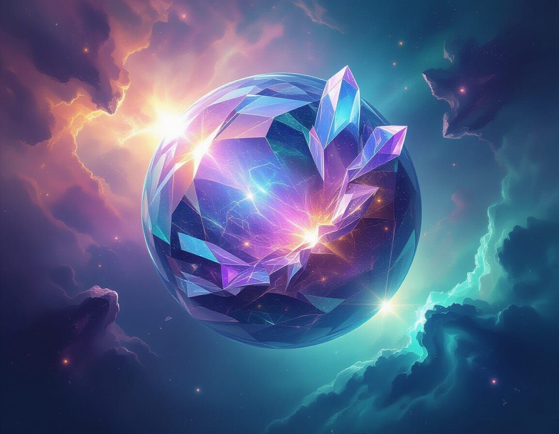 Crystal Planet in Amethyst and Emerald Space