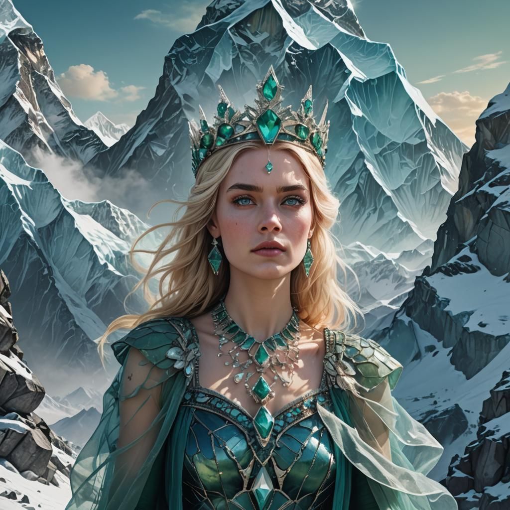 Ethereal Blonde Princess on Mount Everest