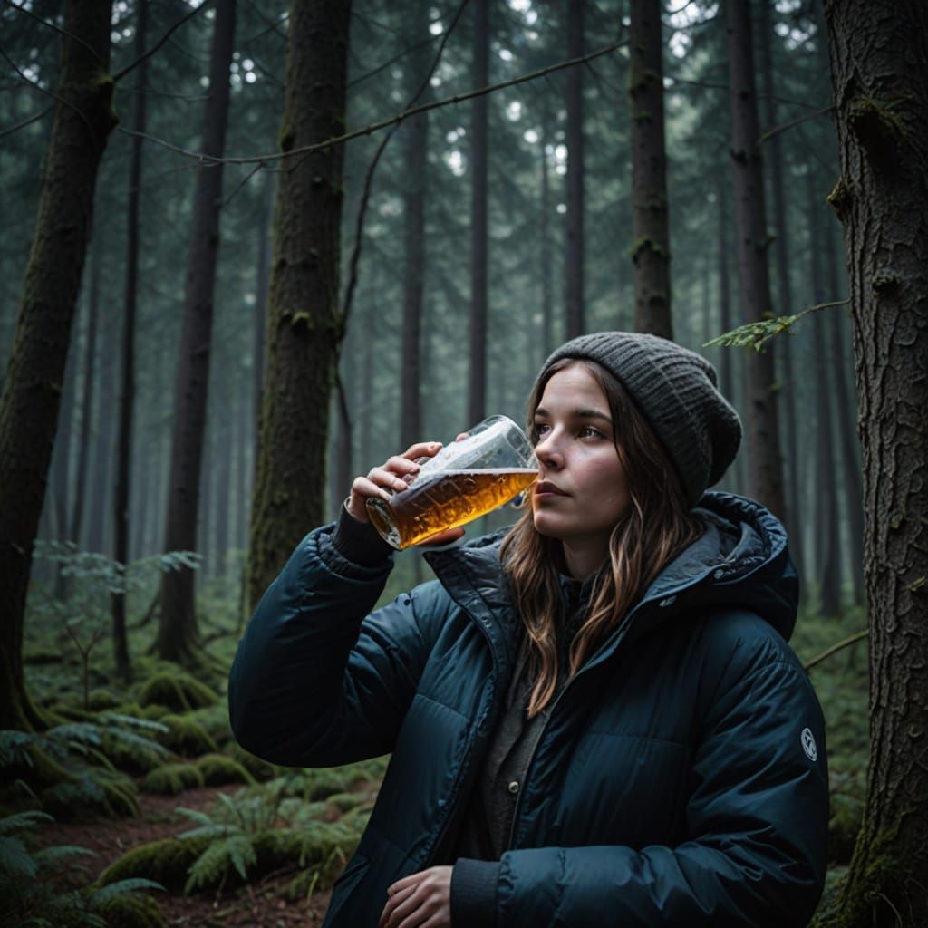 Wizard in the Forest, Holding a Mug of Beer