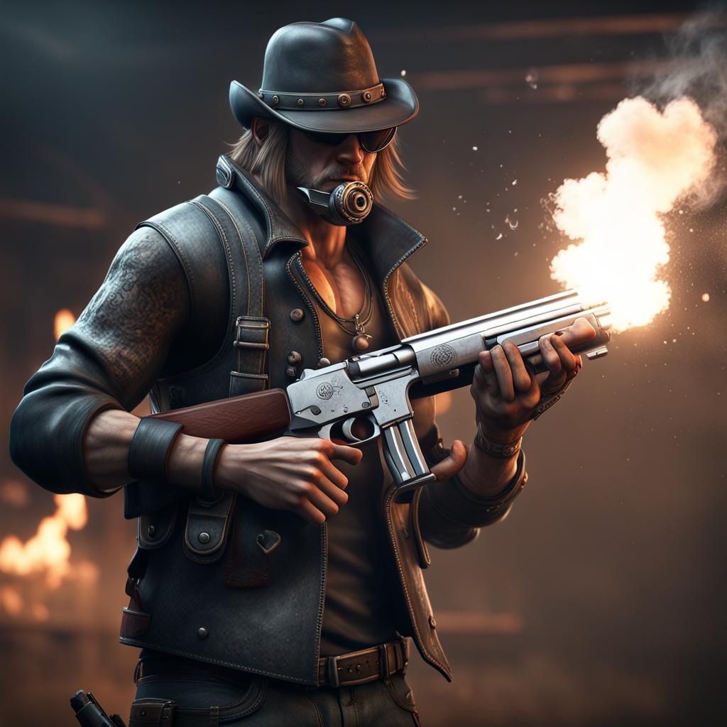 Metalhead with Shotgun: 3D Game Cinematic Render