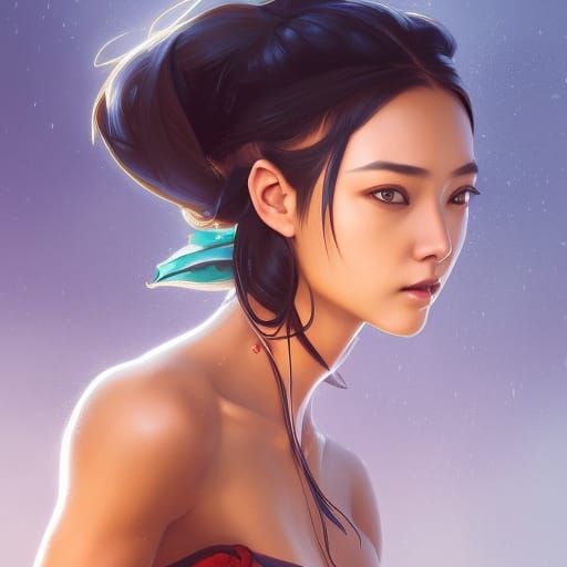 Detailed Portrait of an Asian Girl with Elemental Powers