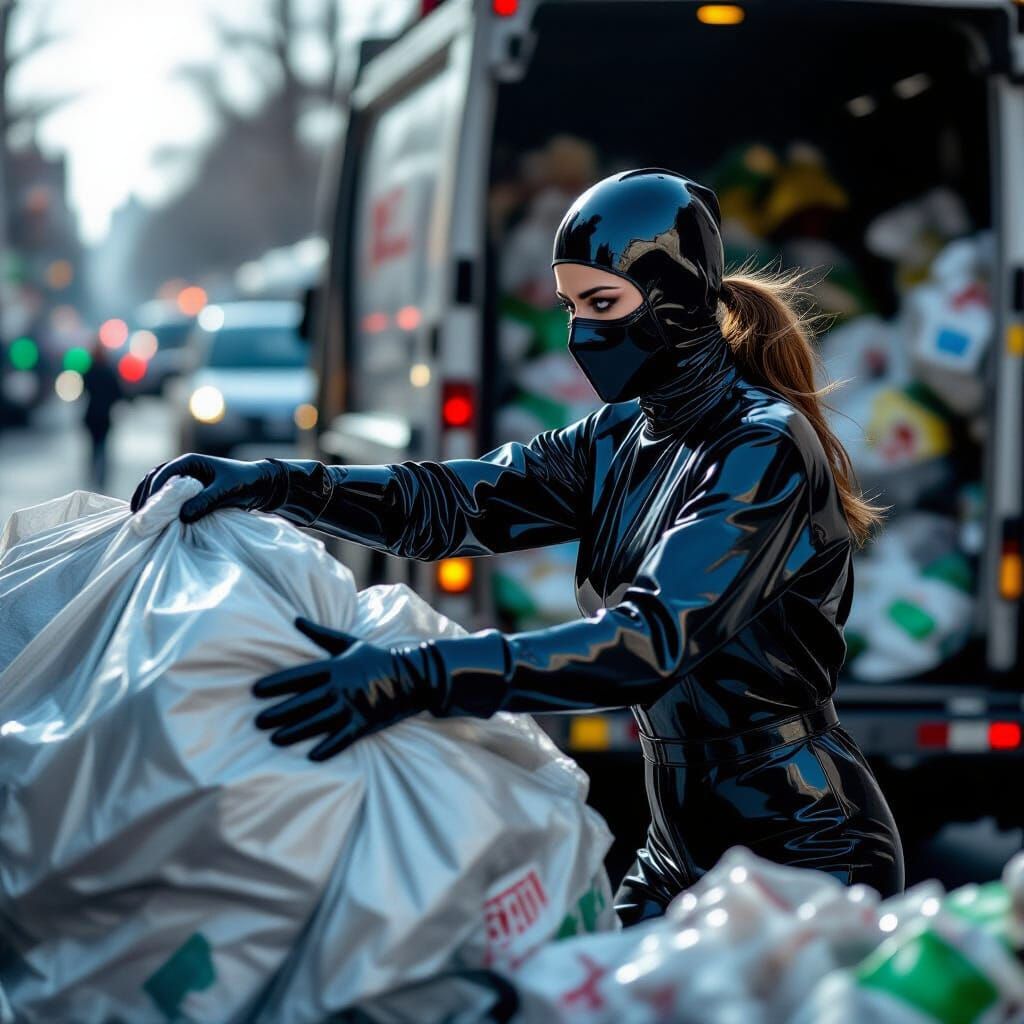 Garbage Woman Throws Victim: Street Photography Style