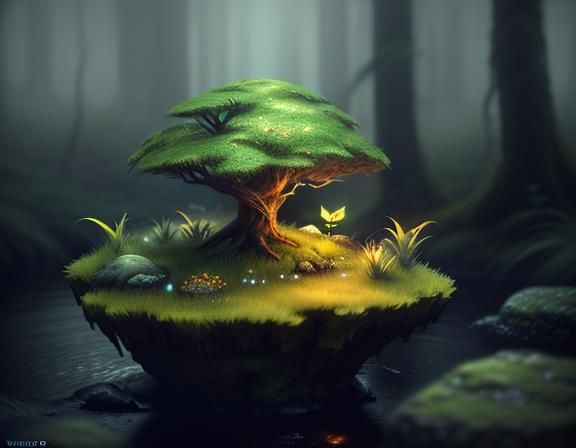 Female Amphibioid in Misty Forest, 3D Game Art