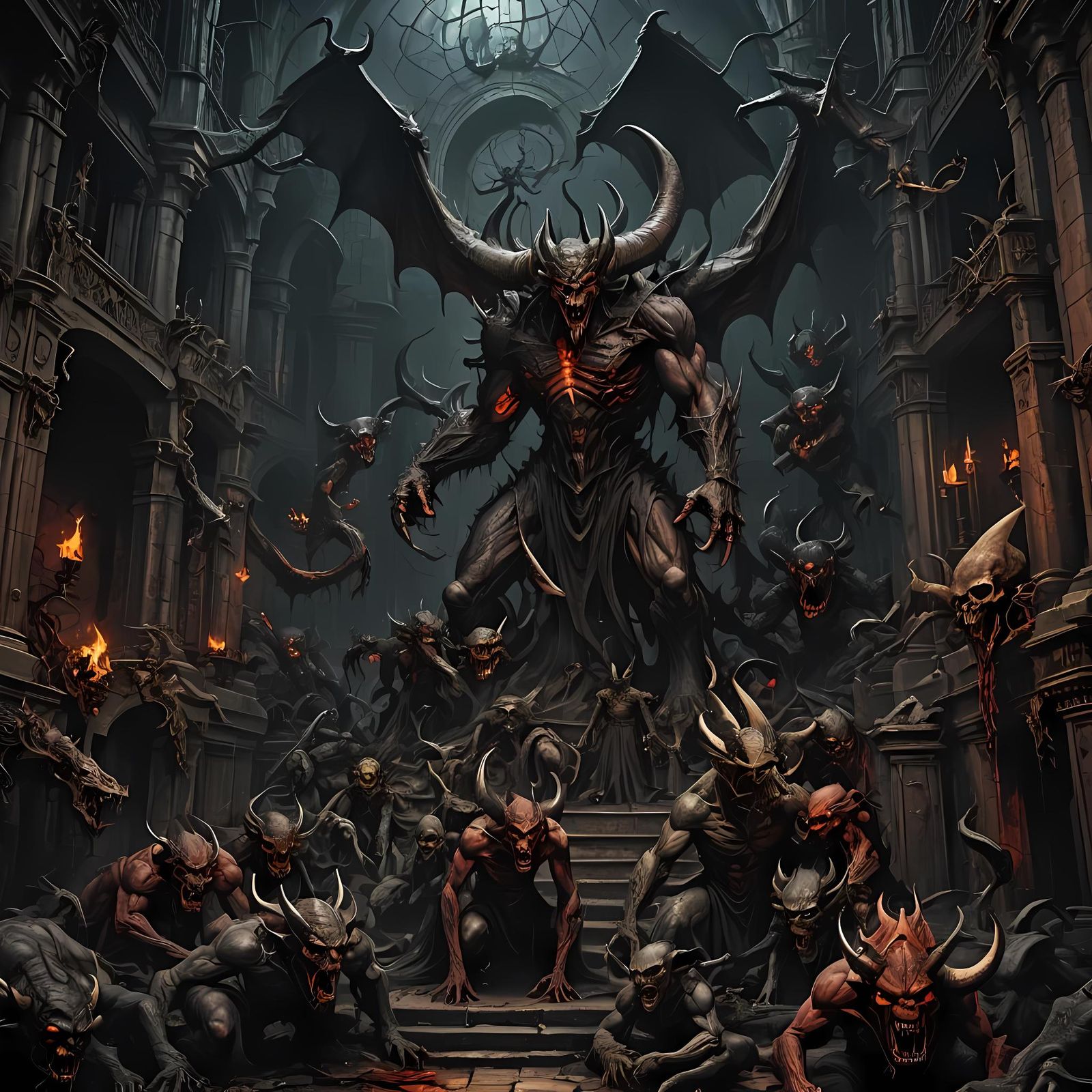 Hellish Demon Sanctuary in Dark Fantasy Style