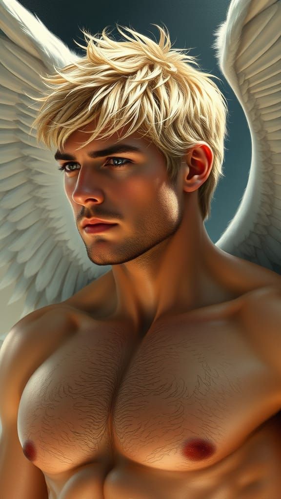 Stout Angel Unleashing Powers in Dynamic Digital Painting