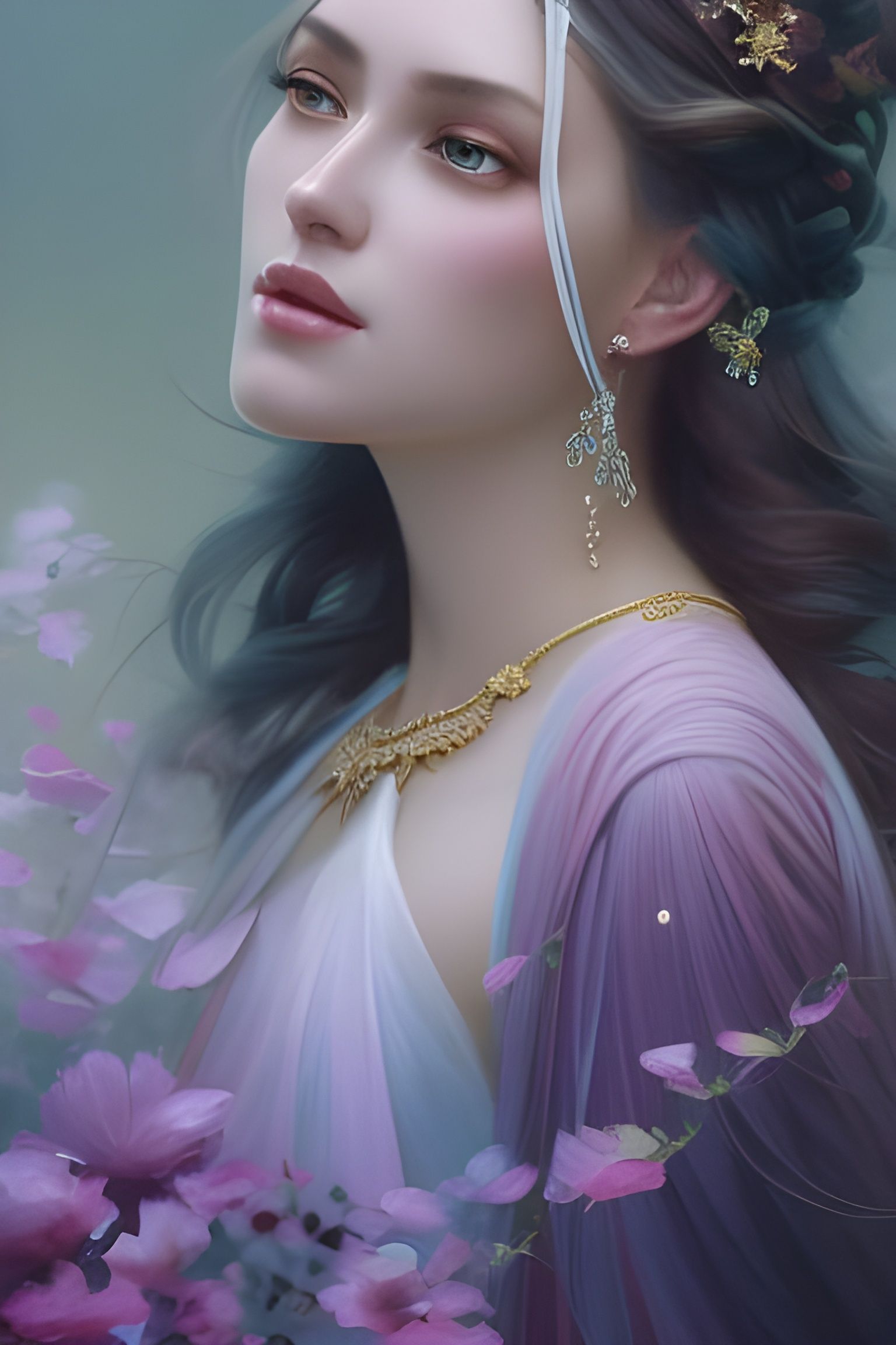 Fantasy Woman Portrait in Pastel Colors