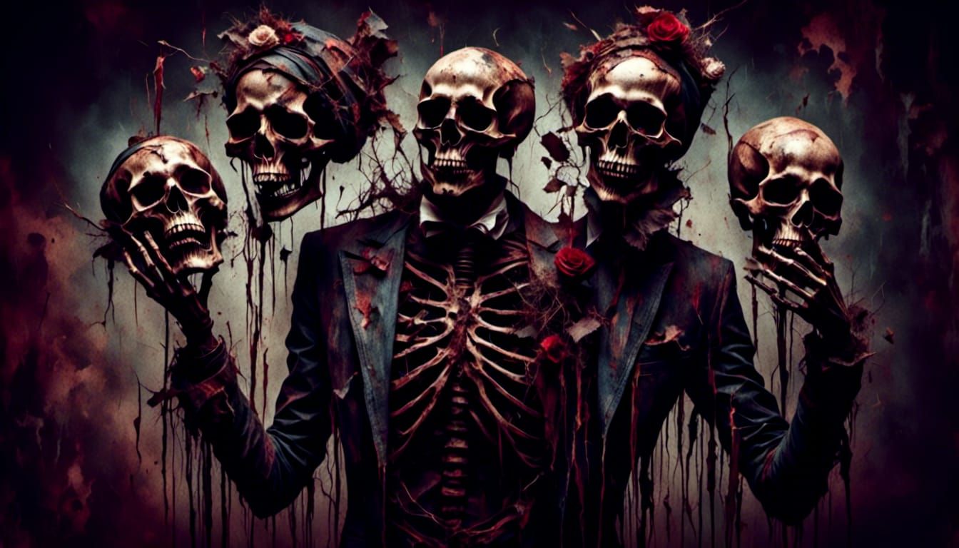 Skeleton Jug Band in Dark Macabre Style