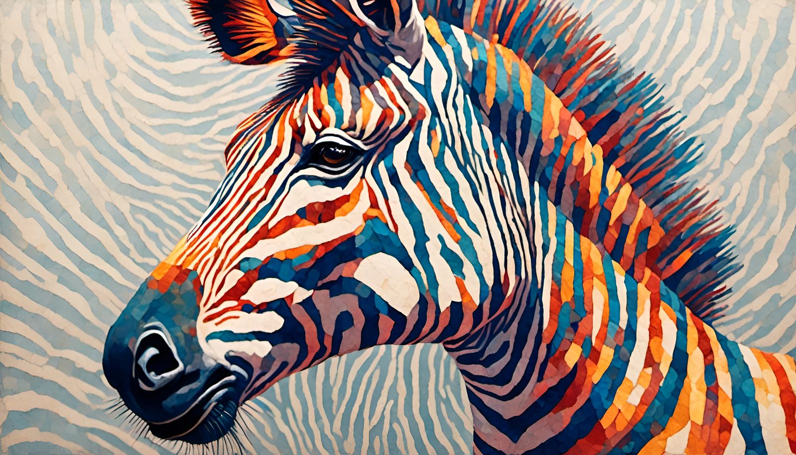 Detailed Zebra Portrait with Enhanced Texture