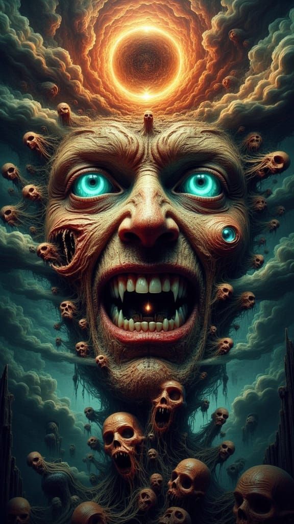 Creepy Fractal Faced Man in Analog Horror Style
