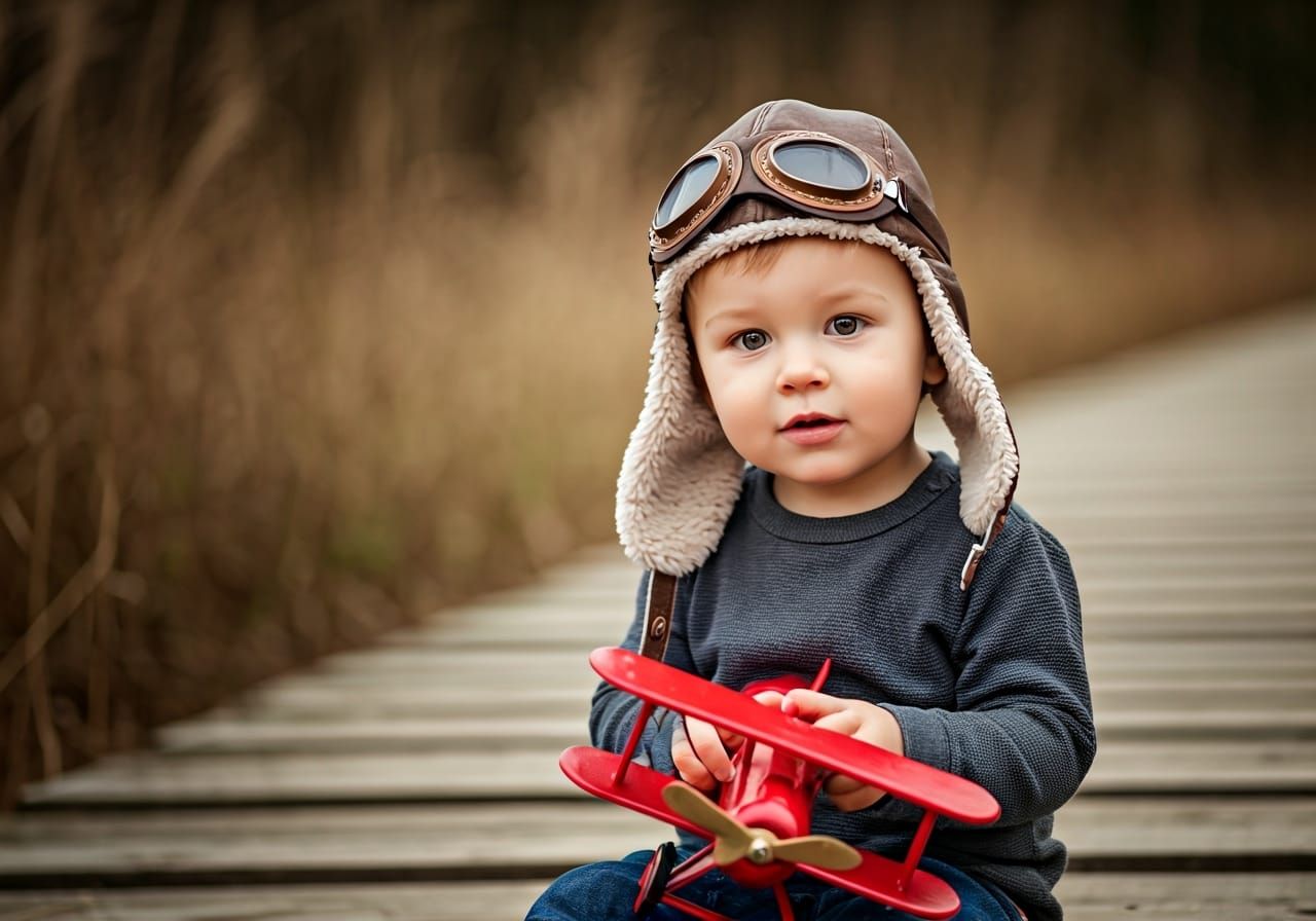 Boy Pilot Portrait in Warm Natural Light