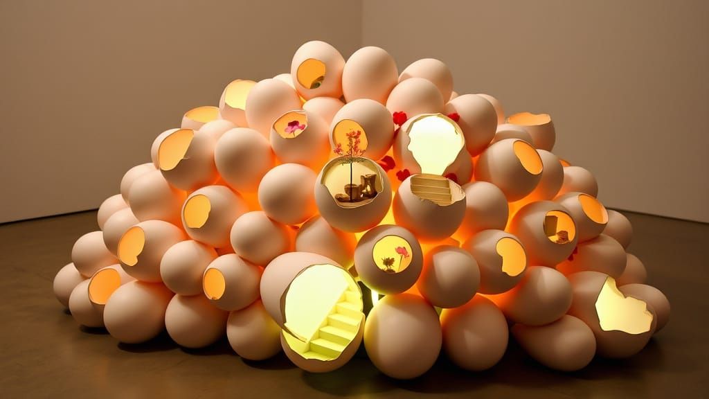 Dreamlike Egg Sculpture Installation