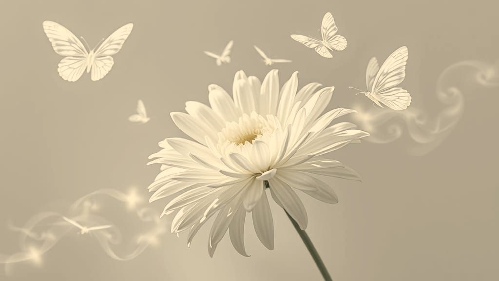 Ethereal Art Installation with Glass Chrysanthemum