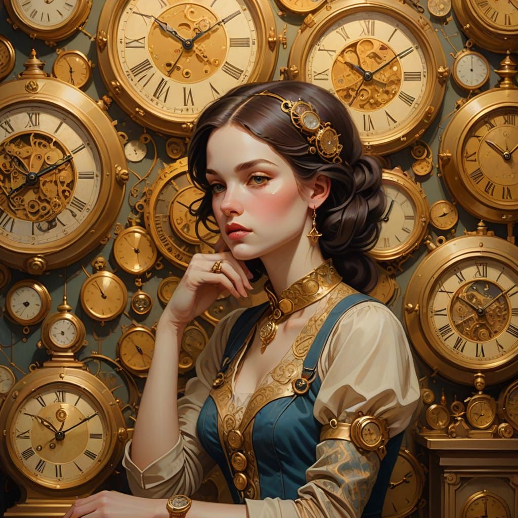 Nostalgic Woman Lost in Time