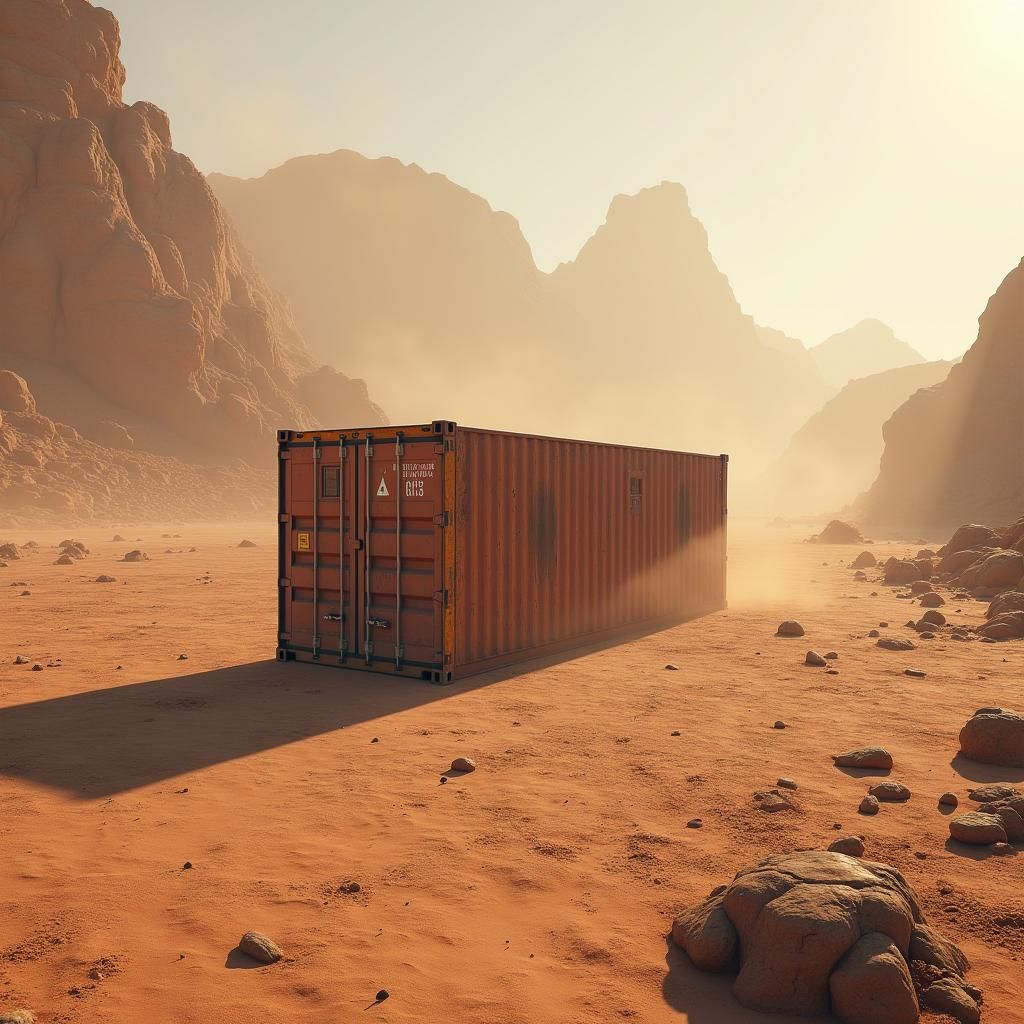 Open Container on Dusty Berth: Photorealistic Art