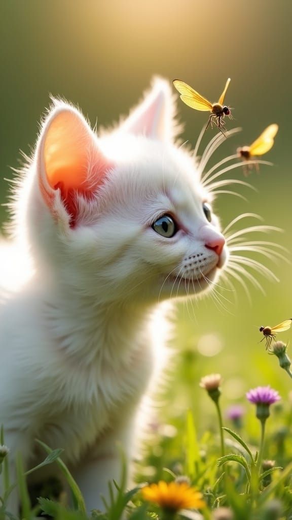 Kitten: "I can hear them buzzing but I don't see them!"