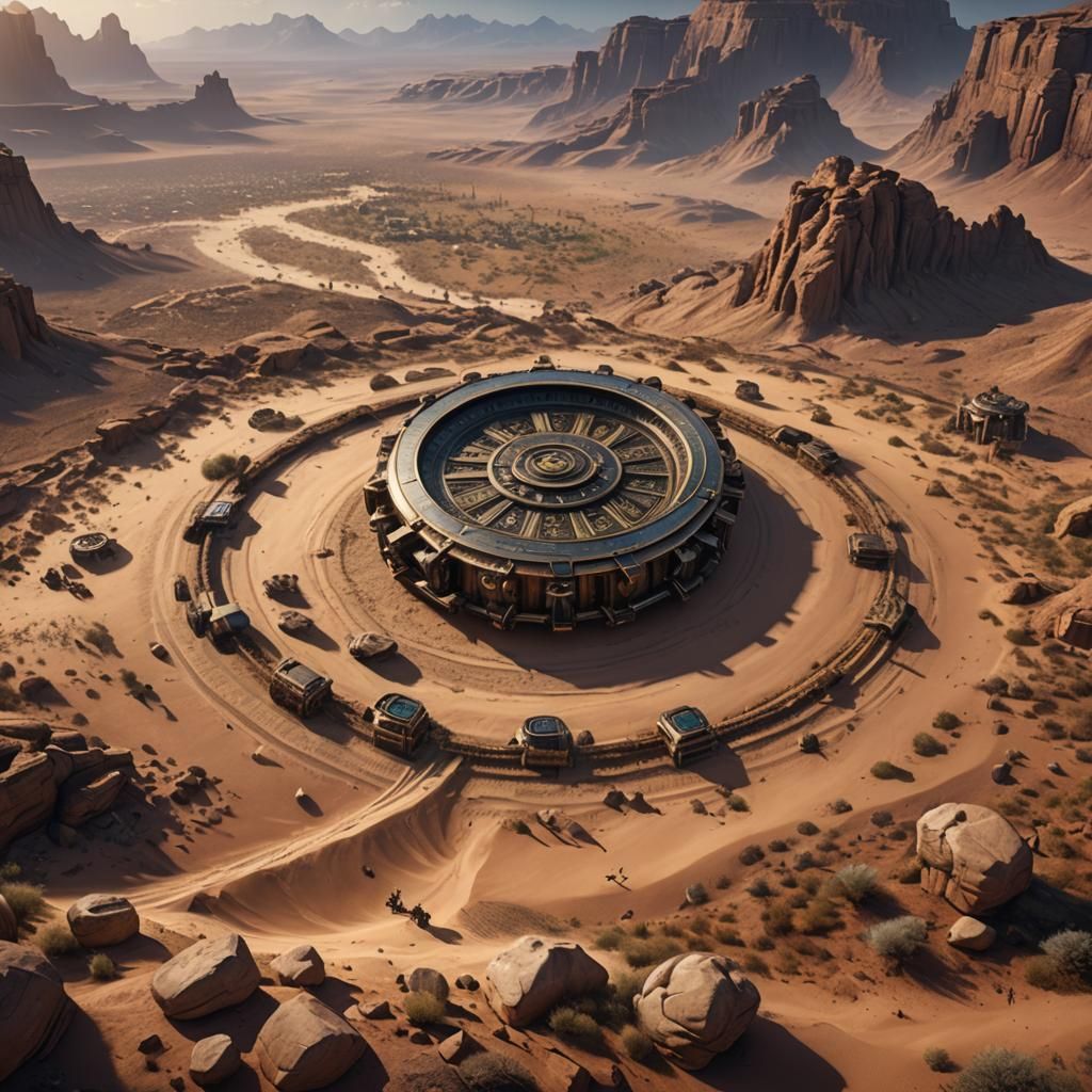 Desert Assault: Detailed Matte Painting in Deep Color