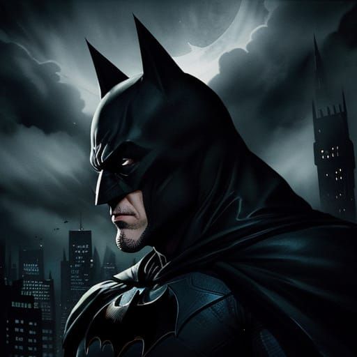 Batman and Batmobile in Dark Comic Book Art