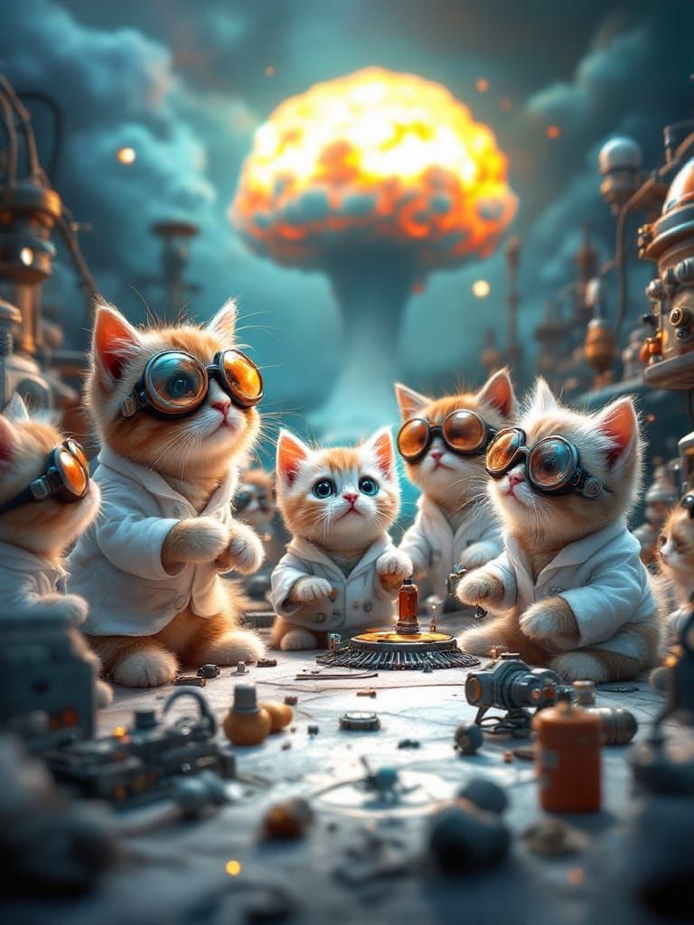 Kittens Reenact Atomic Bomb Test in Dreamlike Style