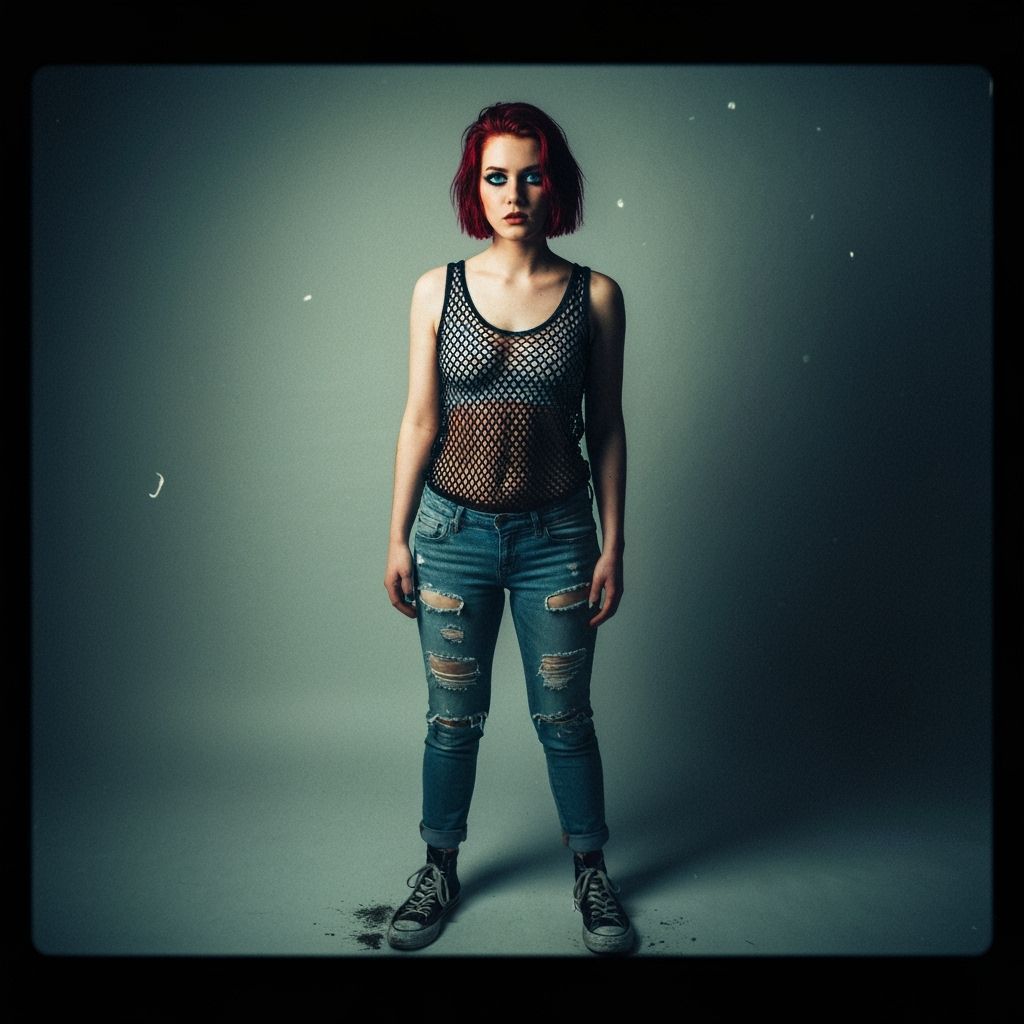Edgy Woman with Red Hair in Cinematic Lighting