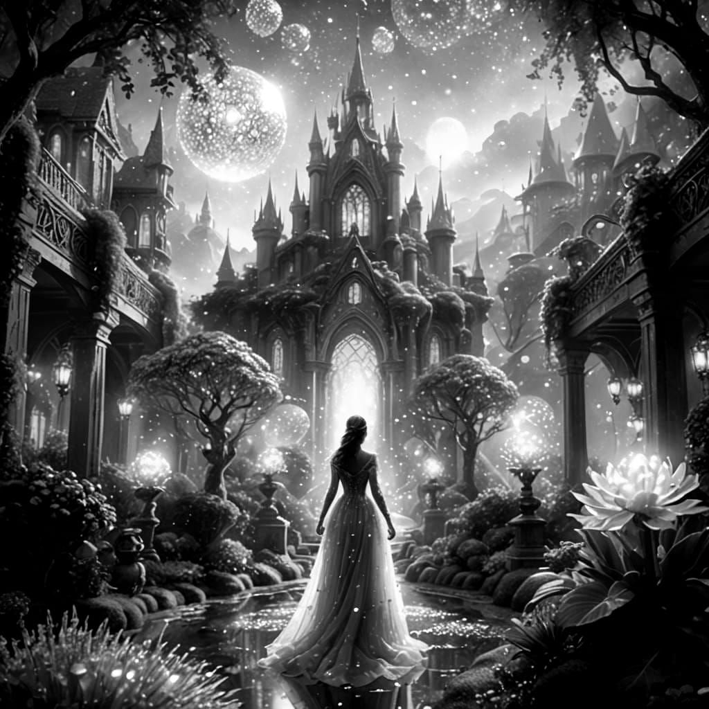 Hyperrealistic Crystal Garden Digital Matte Painting