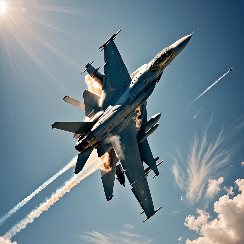 Israeli F-16 Fighter Jet Aerobatics in Digital Art