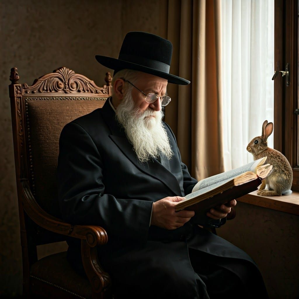 Serene Rabbi Studies Torah in Warm Light