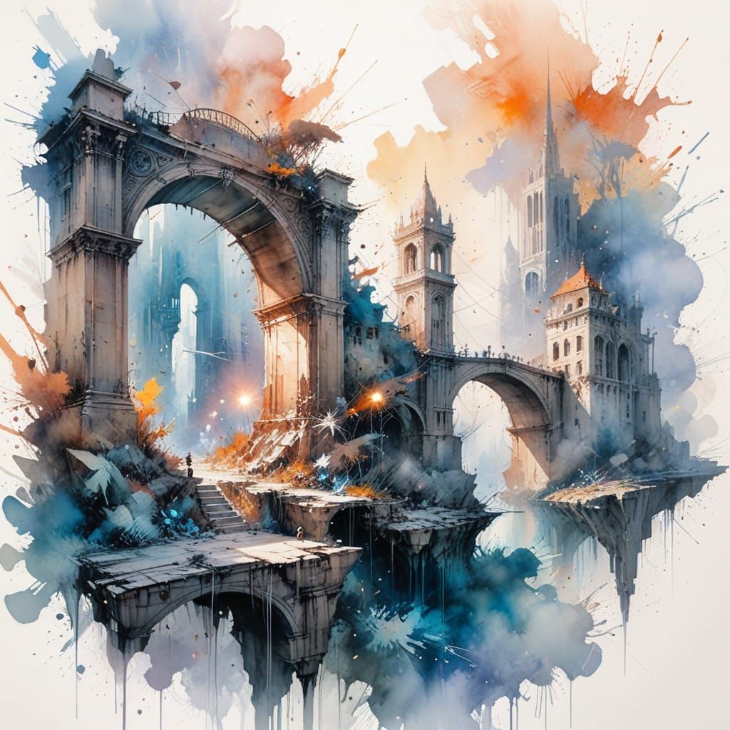 Floating Metropolis in Watercolour