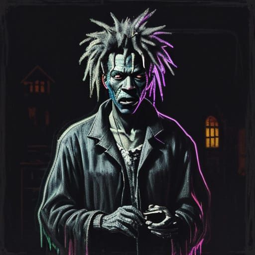 Evil ghost in a flickering attic, Jean-Michel Basquiat, Edva...