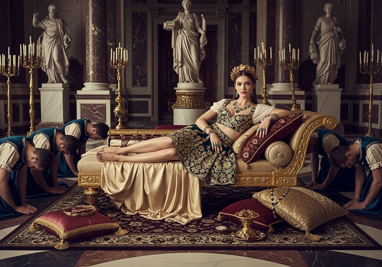 Roman Empress Lounging in Royal Palace, Photorealistic Style