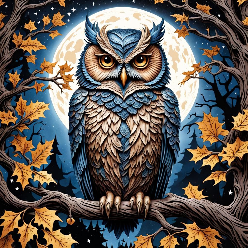 Gothic Owl Pop-Up Book Illustration