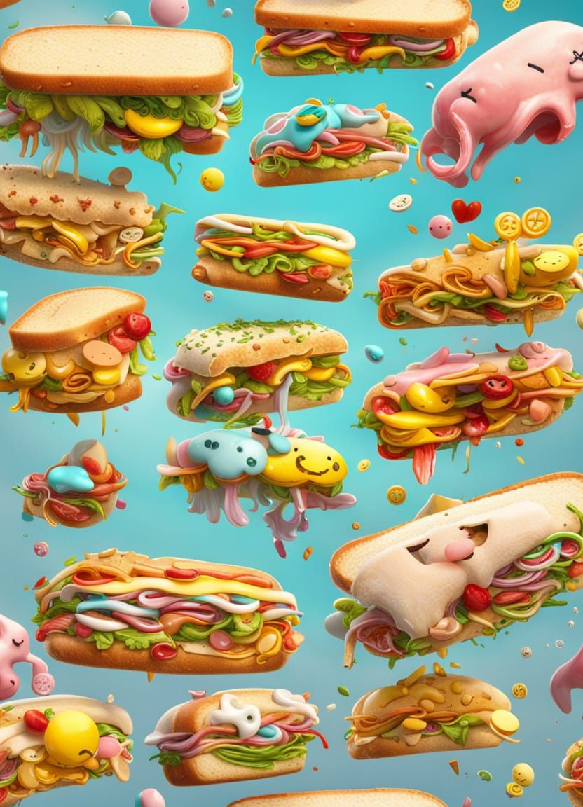 Emoji Sandwich: Hyperdetailed 3D Render