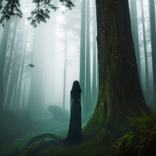 Eerie Forest Specter in Gothic Horror Style