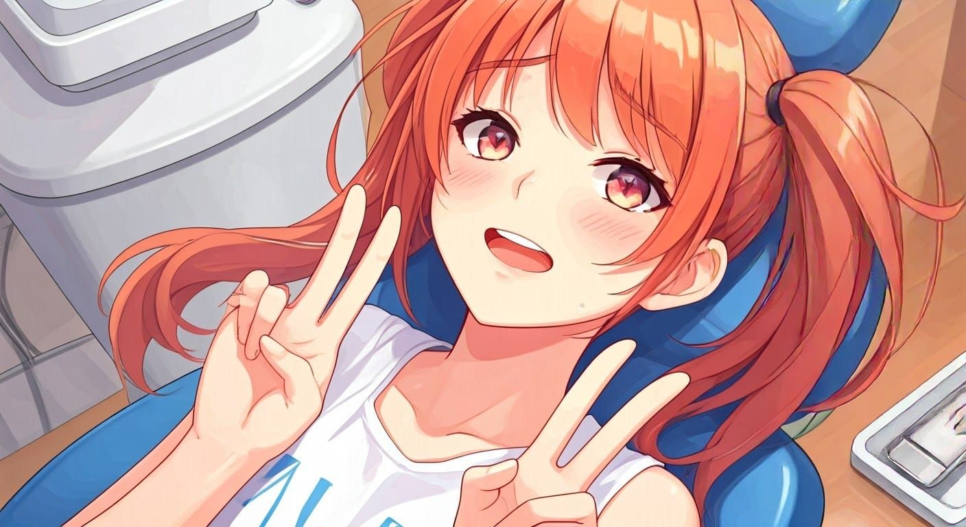 Anime Girl's Dental Ordeal in Manga Style