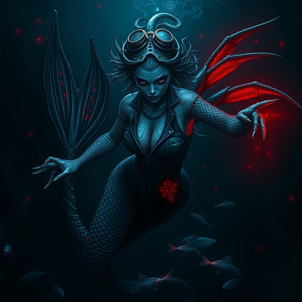 Eerie Mermaid of the Deep: Cosmic Horror Illustration