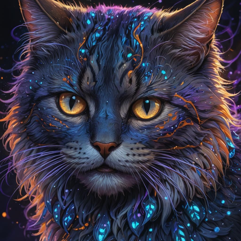Bioluminescent Cat Anatomy: Fantasy Concept Art