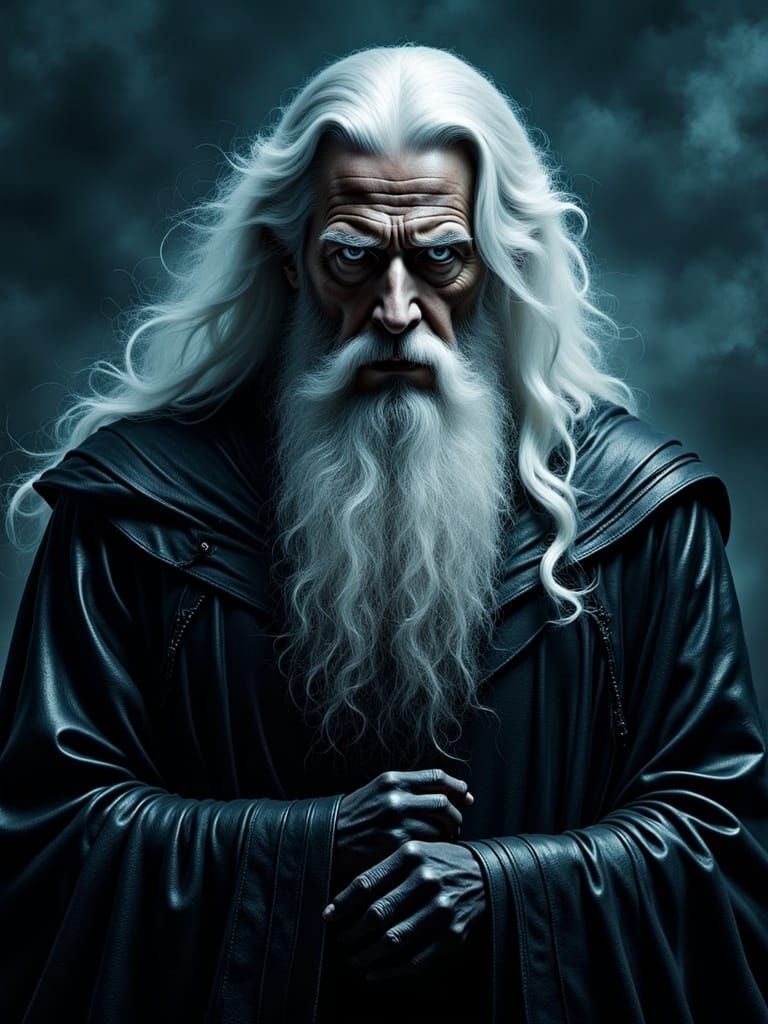 Dark Fantasy Portrait of Elderly Man in Cloak