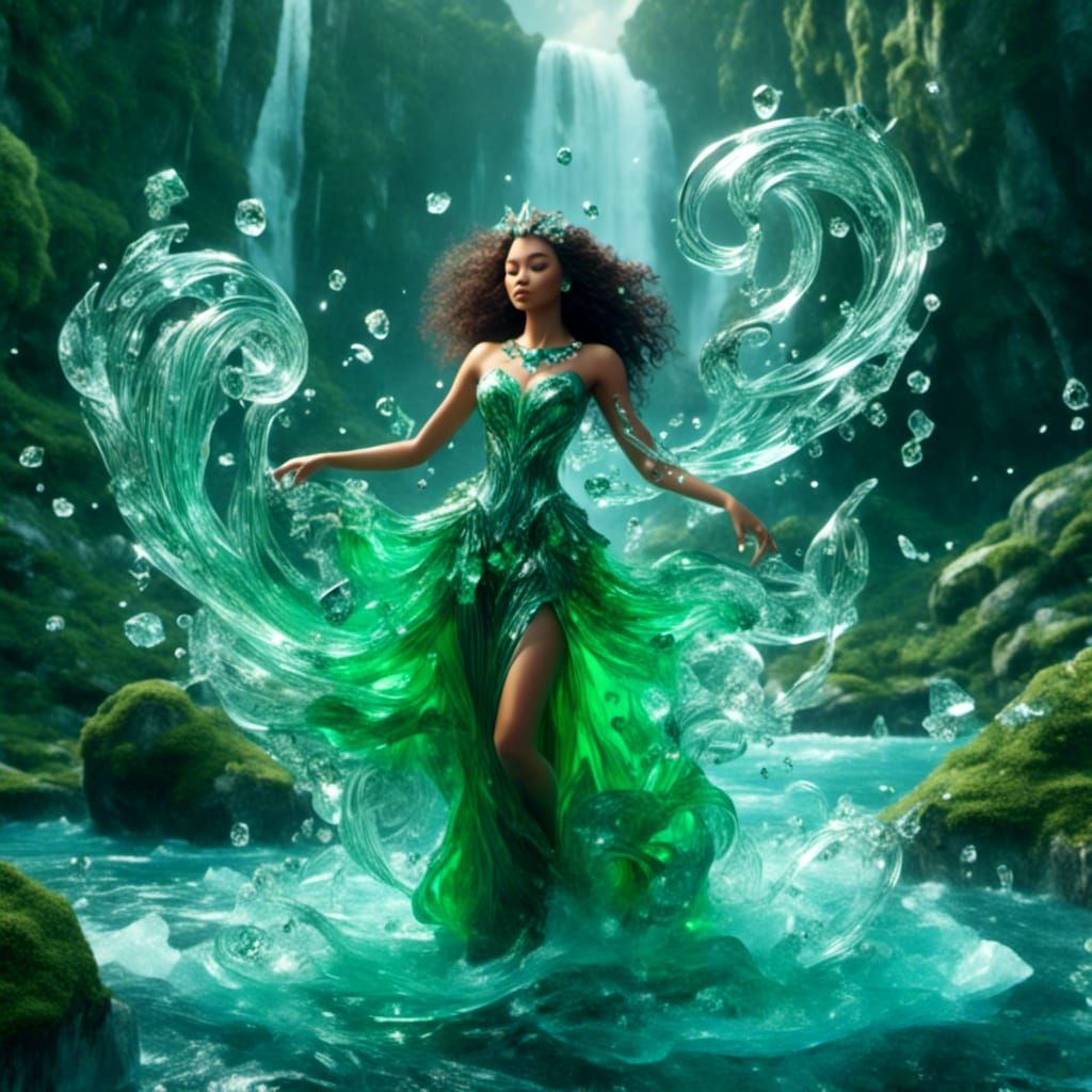 Goddess Dancing in Crystal Cave, Digital Art