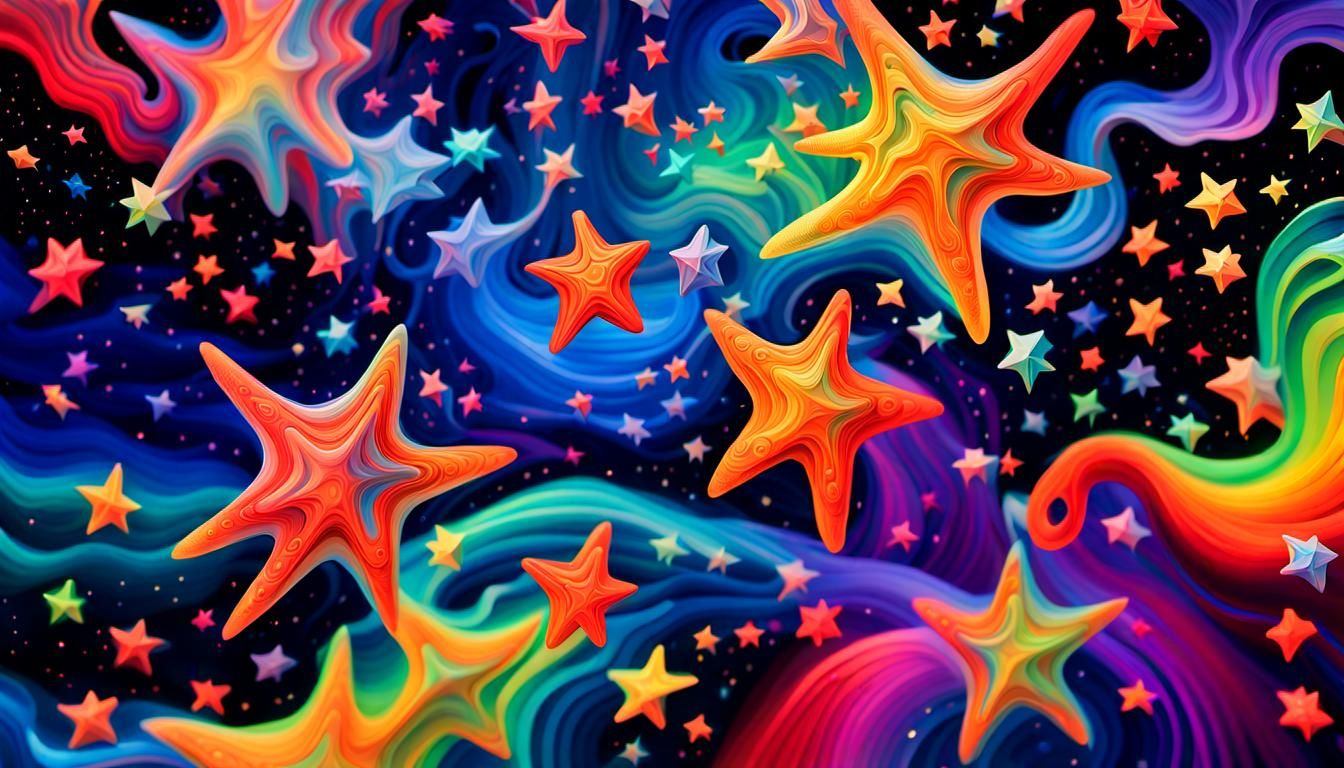 Iridescent Stars Painting in Aboriginal Style