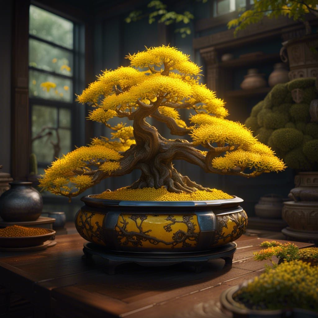 Yellow Buckeye Bonsai Tree in Detailed Matte Painting