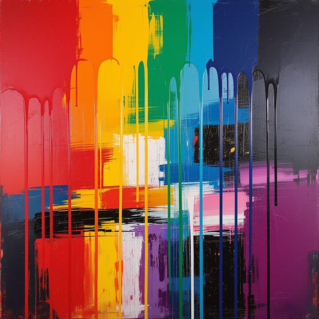 Abstract Dripping Paint Background in Action Painting Style