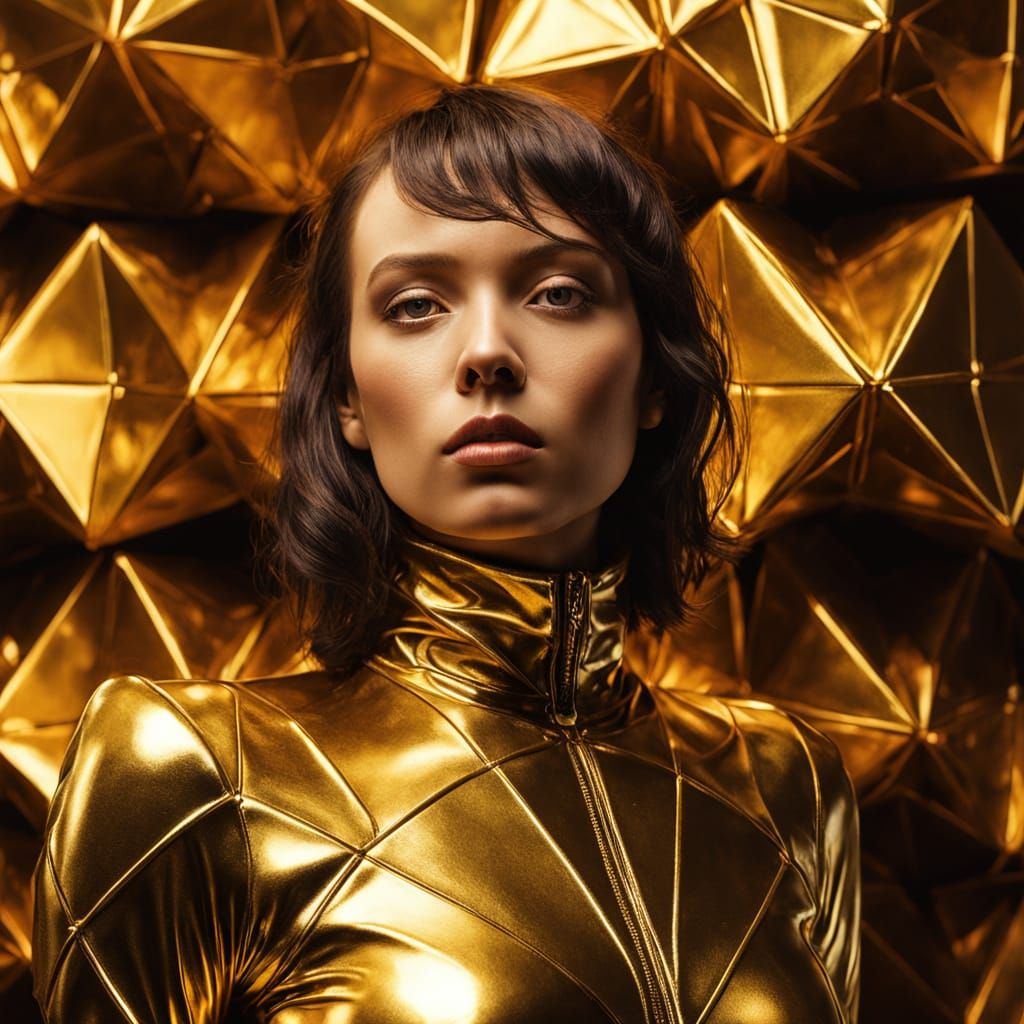 Woman in Golden Octahedron, Beksiński Style