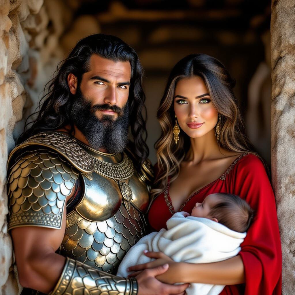 Assyrian Family Portrait in Studio Lighting