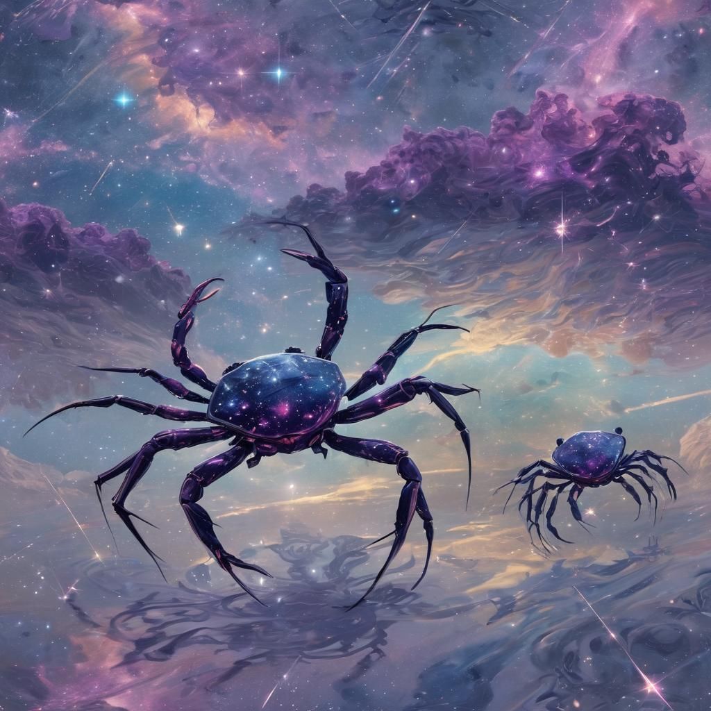 Cancer and Sagittarius Constellations in Surreal Cosmic Art