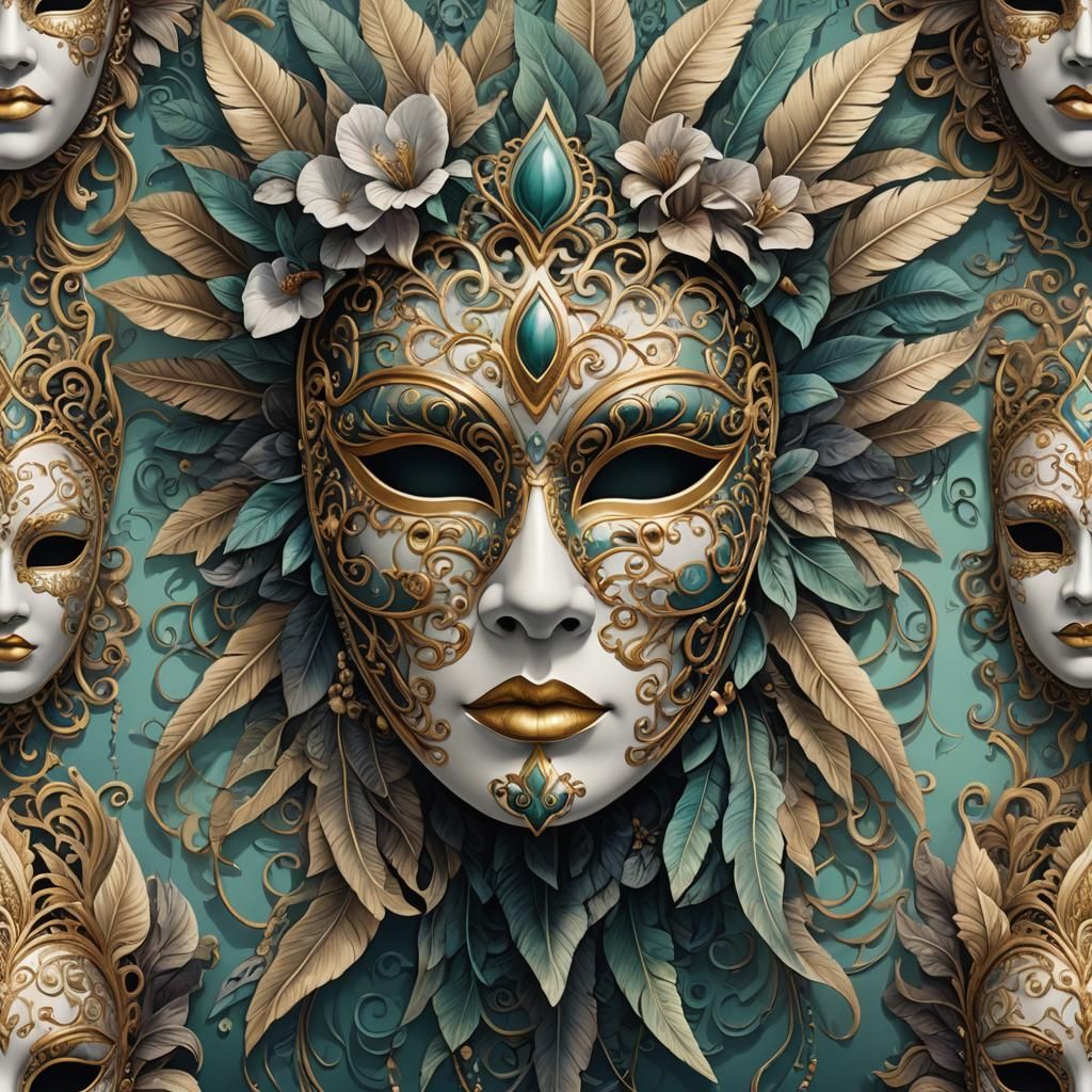 Intricate New Orleans Mask Digital Illustration